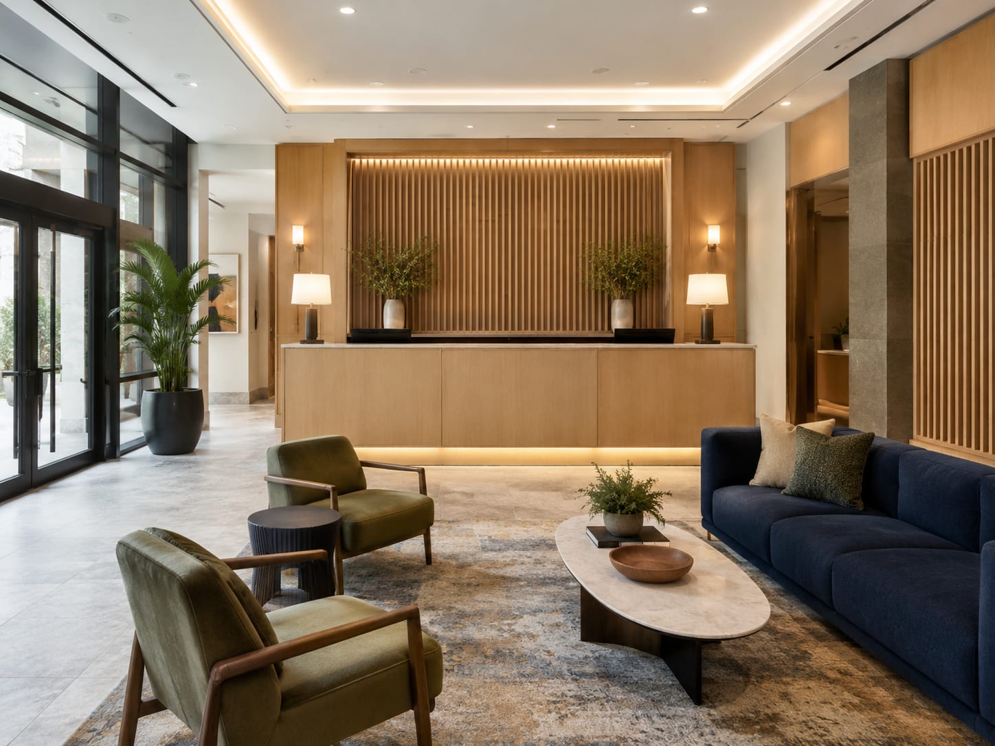 Sample completed hotel lobby millwork